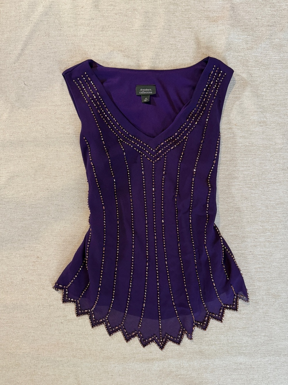 Dress Barn Purple Beaded V-Neck Camisole